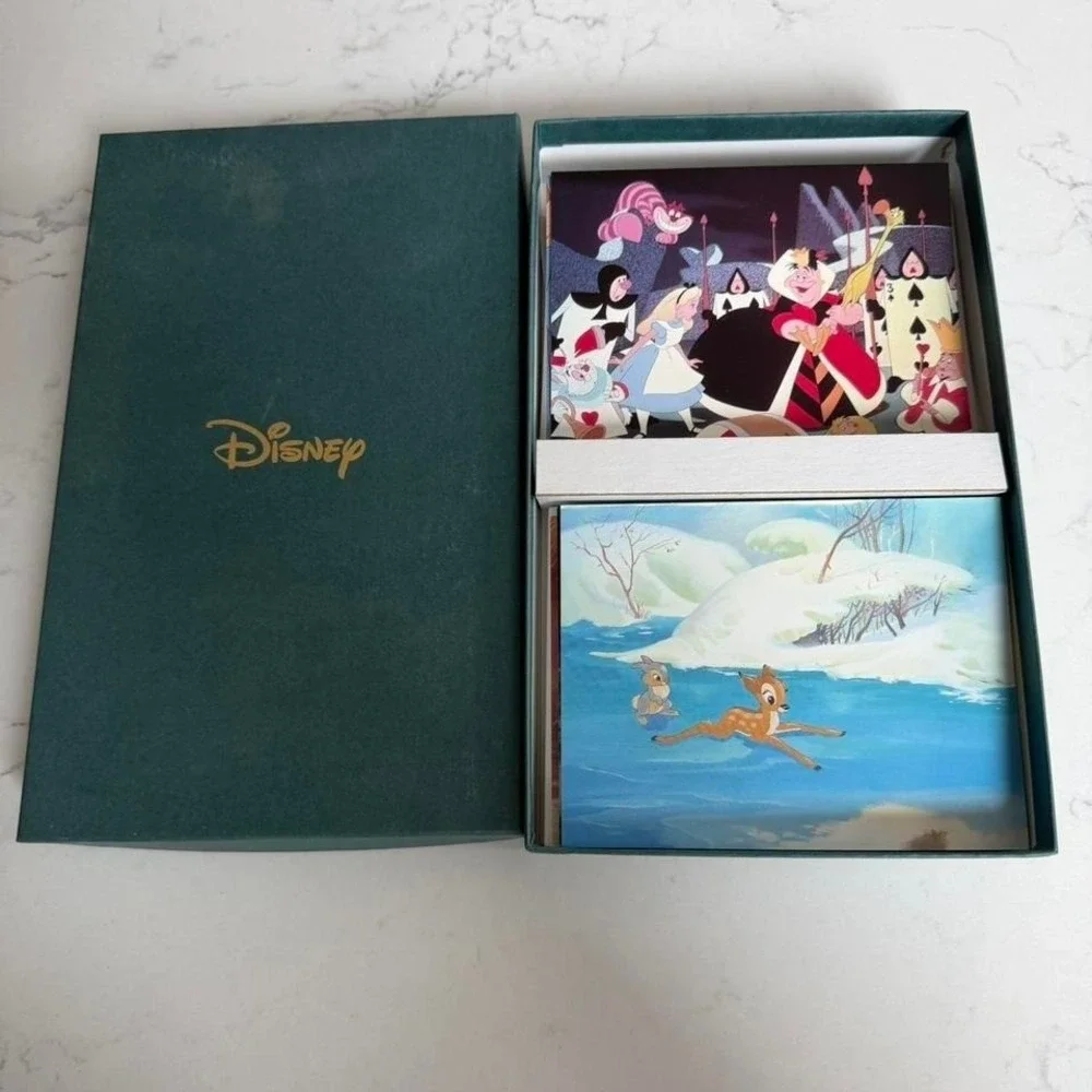 Vintage Disney Boxed Greeting Card Set Bambi Alice In Wonderland Mickey Mouse